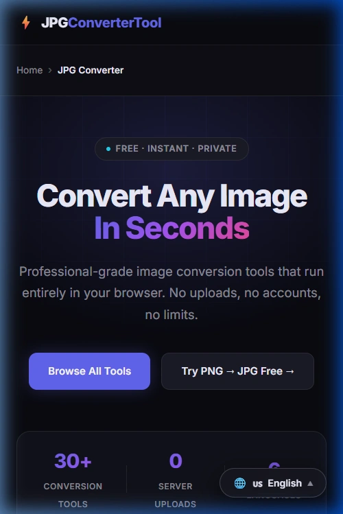 Open JPGConverterTool.com on iPhone Safari